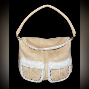 Vintage‎ Y2K The GAP Shearling Velvet  Tan Shoulder Purse Shoulder Bag